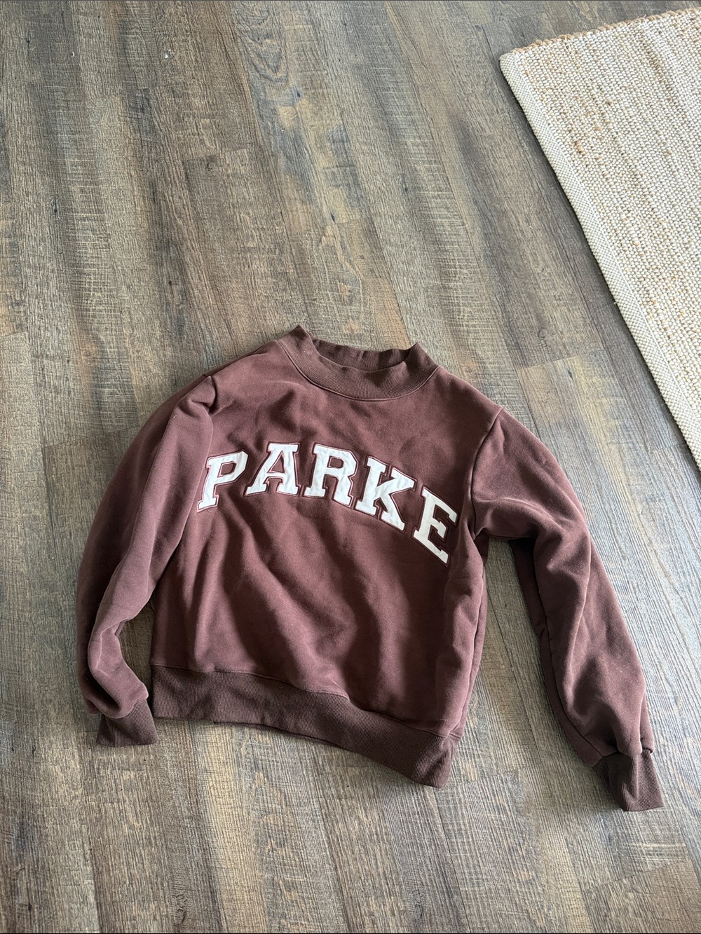 Parker Chocolate Brown Crewneck Sweatshirt with White Lettering
